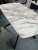 Стол Олимп 2 Фотопечать мрамор белый, МДФ черный / черные опоры